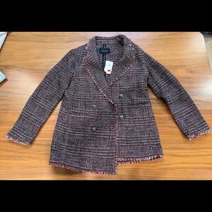 Banana Republic Red and Black Tweed Blazer